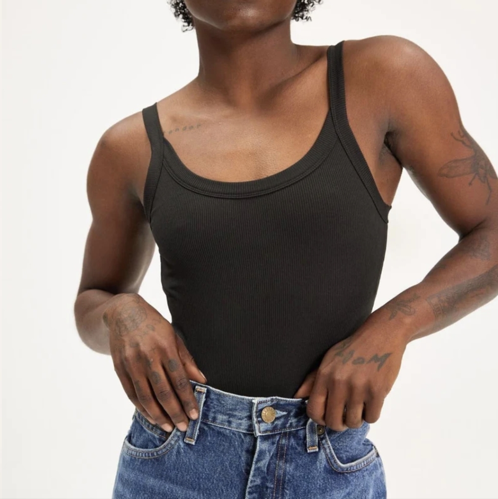 Girlfriend Collective Bodysuit Thong Size Small Color Black